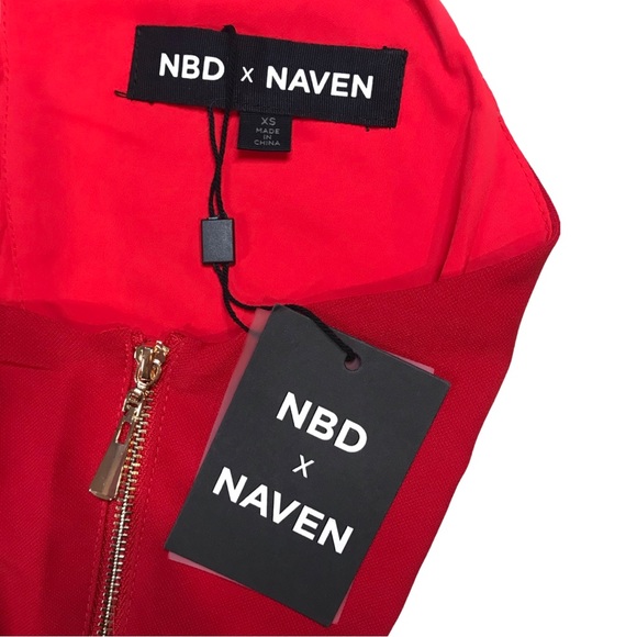 NBD X Naven Tessie Mini One Shoulder Dress in Barbados Cherry Red XXS Revolve - Picture 2 of 5